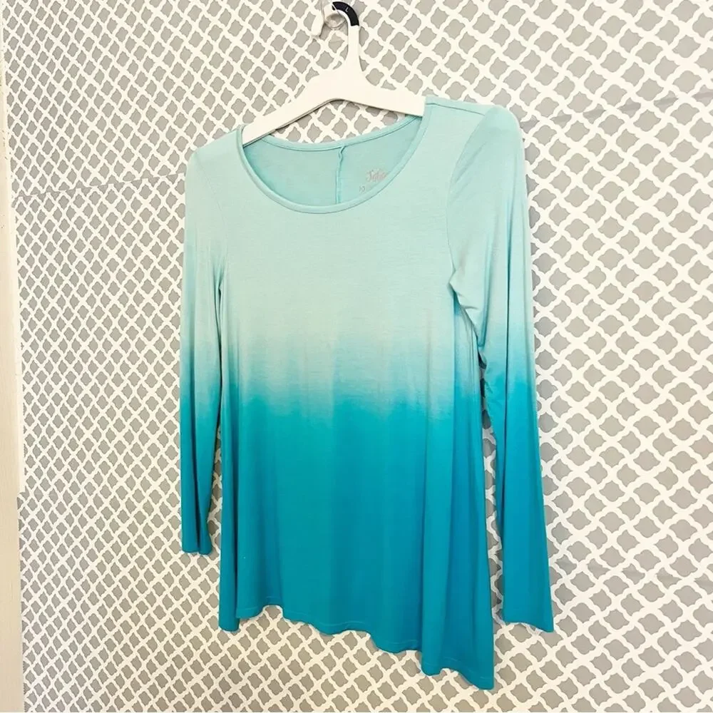 Girls Ombre Blue Top JUSTICE Long Sleeve Size 10